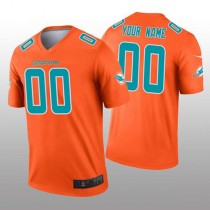 Custom M.Dolphins Orange Inverted Legend Jersey American Stitched Football Jerseys