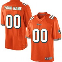 Custom M.Dolphins Orange Limited Jersey American Stitched Football Jerseys
