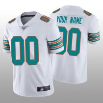 Custom M.Dolphins White Vapor Limited 100th Season Jersey American Stitched Football Jerseys