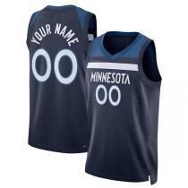 Custom M.Timberwolves 2021-22 Diamond Swingman Jersey Icon Edition Navy Stitched Basketball Jersey