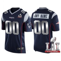 Custom NE.Patriots Navy Blue Steel Silver 2017 Super Bowl LI Limited Jersey Stitched American Football Jerseys