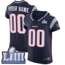 Custom NE.Patriots Vapor Untouchable Super Bowl LIII Bound Elite Navy Blue Home Jersey Stitched American Football Jerseys