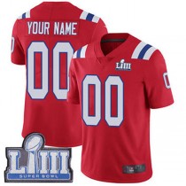 Custom NE.Patriots Vapor Untouchable Super Bowl LIII Bound Limited Red Alternate Jersey Stitched American Football Jerseys