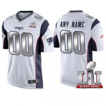 Custom NE.Patriots White Steel Silver 2017 Super Bowl LI Custom Limited Jersey Stitched American Football Jerseys