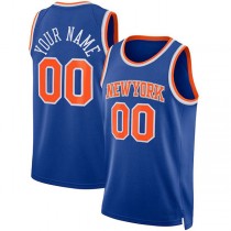 Custom NY.Knicks 2021-22 Diamond Swingman Jersey Icon Edition Blue Stitched Basketball Jersey