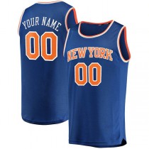 Custom NY.Knicks Fanatics Branded Fast Break Replica Jersey Blue Icon Edition Stitched Basketball Jersey