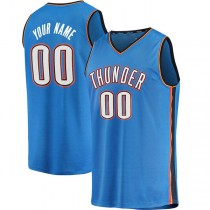 Custom OC.Thunder Fanatics Branded 2019-20 Fast Break Replica Jersey Blue Icon Edition Stitched Basketball Jersey