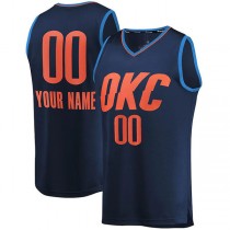 Custom OC.Thunder Fanatics Branded Fast Break Replica Jersey Navy Statement Edition Stitched Basketball Jersey