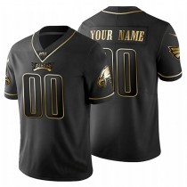 Custom P.Eagles Black Golden Limited 100 Jersey Stitched American Football Jerseys