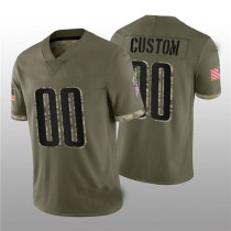 Custom P.Eagles Football Jerseys ACTIVE PLAYER 2022 Olive Salute To Service Limited Stitched Jersey
