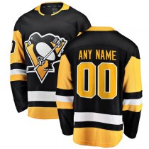 Custom P.Penguins Fanatics Branded Home Breakaway Black Stitched American Hockey Jerseys