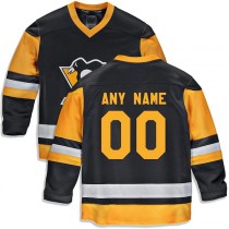 Custom P.Penguins Fanatics Branded Home Replica Custom Jersey Black Stitched American Hockey Jerseys