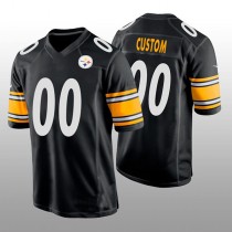 Custom P.Steelers Black Game Jersey Stitched American Football Jerseys