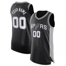 Custom S.Antonio Spurs Authentic Jersey Black Icon Edition Stitched Basketball Jersey