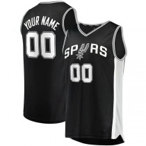Custom S.Antonio Spurs Fanatics Branded Fast Break Custom Replica Jersey Black Icon Edition Stitched Basketball Jersey