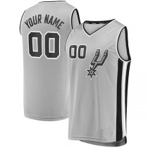 Custom S.Antonio Spurs Fanatics Branded Fast Break Custom Replica Jersey Silver Statement Edition Stitched Basketball Jersey