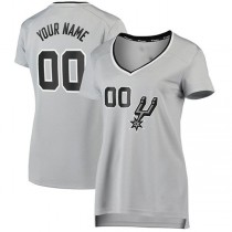 Custom S.Antonio Spurs Fanatics Branded Women's Fast Break Replica Custom Jersey Silver Statement Edition Stitched Basketball Jersey