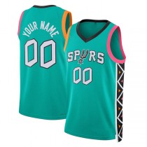 Custom S.Antonio Spurs Unisex Swingman Custom Jersey City Edition Turquoise Stitched Basketball Jersey