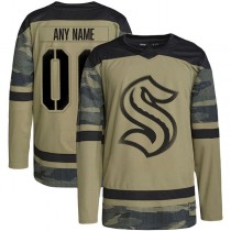 Custom S.Kraken Military Appreciation Team Authentic Practice Jersey Camo Stitched American Hockey Jerseys
