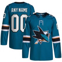 Custom SJ.Sharks 2021-22 Home Primegreen Authentic Pro Jersey Teal Stitched American Hockey Jerseys