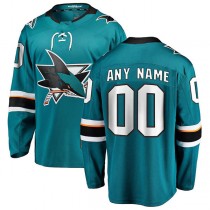 Custom SJ.Sharks Fanatics Branded 2021-22 Home Breakaway Teal Stitched American Hockey Jerseys