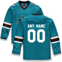 Custom SJ.Sharks Fanatics Branded Home Replica Custom Jersey Teal Stitched American Hockey Jerseys