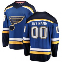 Custom St.L.Blues Fanatics Branded Home Breakaway Jersey Blue Stitched American Hockey Jerseys