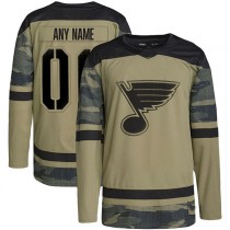 Custom St.L.Blues Military Appreciation Team Authentic Practice Jersey Camo Stitched American Hockey Jerseys