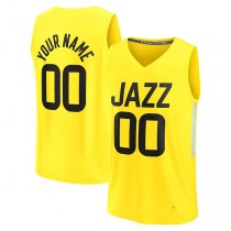 Custom U.Jazz Fanatics Branded 2022-23 Fast Break Replica Custom Jersey Icon Edition Yellow Stitched Basketball Jersey