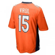 D.Broncos #15 Jalen Virgil Orange Game Player Jersey Stitched American Football Jerseys