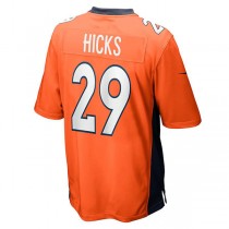 D.Broncos #29 Faion Hicks Orange Game Player Jersey Stitched American Football Jerseys