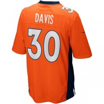 D.Broncos #30 Terrell Davis Orange Game Retired Player Jersey Stitched American Football Jerseys