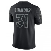 D.Broncos #31 Justin Simmons Black RFLCTV Limited Jersey Stitched American Football Jerseys