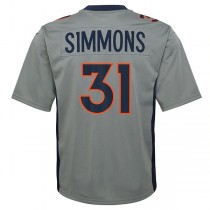 D.Broncos #31 Justin Simmons Gray Inverted Game Jersey Stitched American Football Jerseys