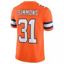 D.Broncos #31 Justin Simmons Orange Alternate Vapor Limited Jersey Stitched American Football Jerseys
