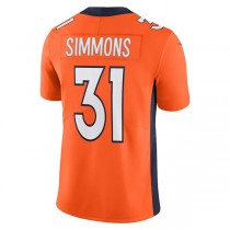 D.Broncos #31 Justin Simmons Orange Vapor Limited Jersey Stitched American Football Jerseys