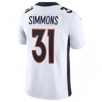 D.Broncos #31 Justin Simmons White Vapor Limited Jersey Stitched American Football Jerseys