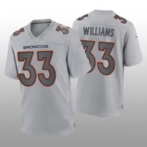 D.Broncos #33 Javonte Williams Gray Atmosphere Game Jersey Stitched American Football Jerseys