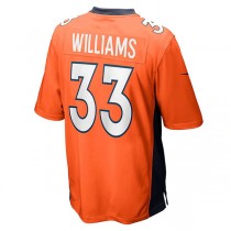 D.Broncos #33 Javonte Williams Orange Player Game Jersey Stitched American Football Jerseys