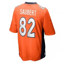 D.Broncos #82 Eric Saubert Orange Game Jersey Stitched American Football Jerseys