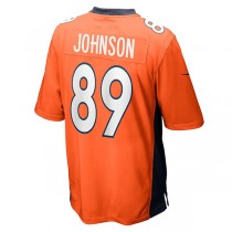 D.Broncos #89 Brandon Johnson Orange Game Player Jersey Stitched American Football Jerseys
