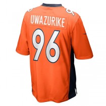 D.Broncos #96 Eyioma Uwazurike Orange Game Player Jersey Stitched American Football Jerseys