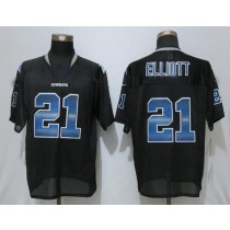 D.Cowboys #21 Ezekiel Elliott Black Strobe Stitched Fashion Jersey American Jerseys
