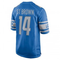 D.Lions #14 Amon-Ra St. Brown Blue Game Player Jersey Stitched American Football Jerseys