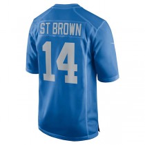 D.Lions #14 Amon-Ra St. Brown Blue Player Game Jersey Stitched American Football Jerseys