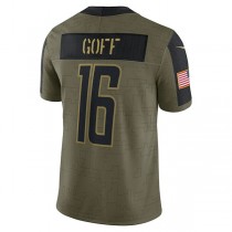 D.Lions #16 Jared Goff Olive 2021 Salute To Service Limited Player Jersey Stitched American Football Jerseys