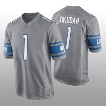 D.Lions #1 Jeff Okudah Alternate Game Jersey - Silver Stitched American Football Jerseys