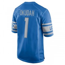 D.Lions #1 Jeff Okudah Blue Game Jersey Stitched American Football Jerseys