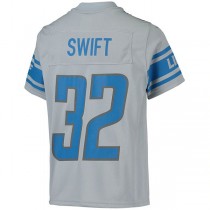 D.Lions #32 D'Andre Swift Silver Inverted Team Game Jersey Stitched American Football Jerseys