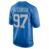 D.Lions #97 Aidan Hutchinson Blue 2022 Draft First Round Pick Alternate Game Jersey Stitched American Football Jerseys
